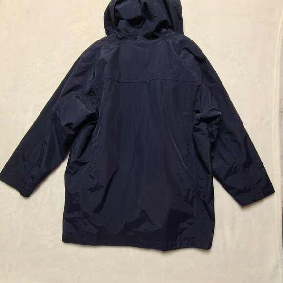 Vintage Eddie Bauer Womens XXL Navy Blue Nylon Parka Jacket With Hood & Zipper - Picture 7 of 12